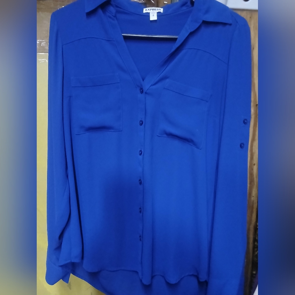 Vibrant Blue Button-Up Shirt